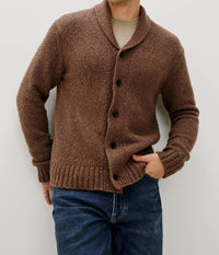 Rails Corden Knitted Cardigan in chestnut speckle - men's sweater