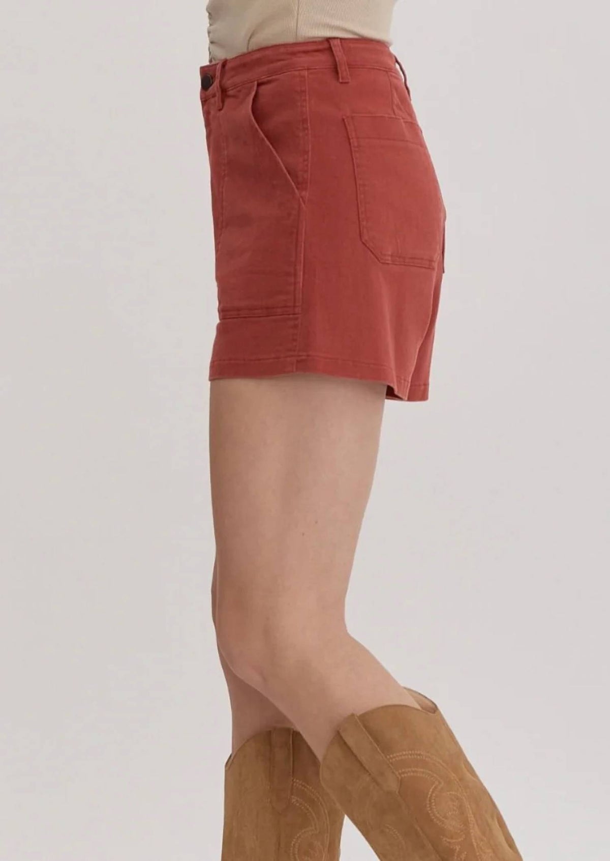 Entro - High Waisted Denim Shorts
