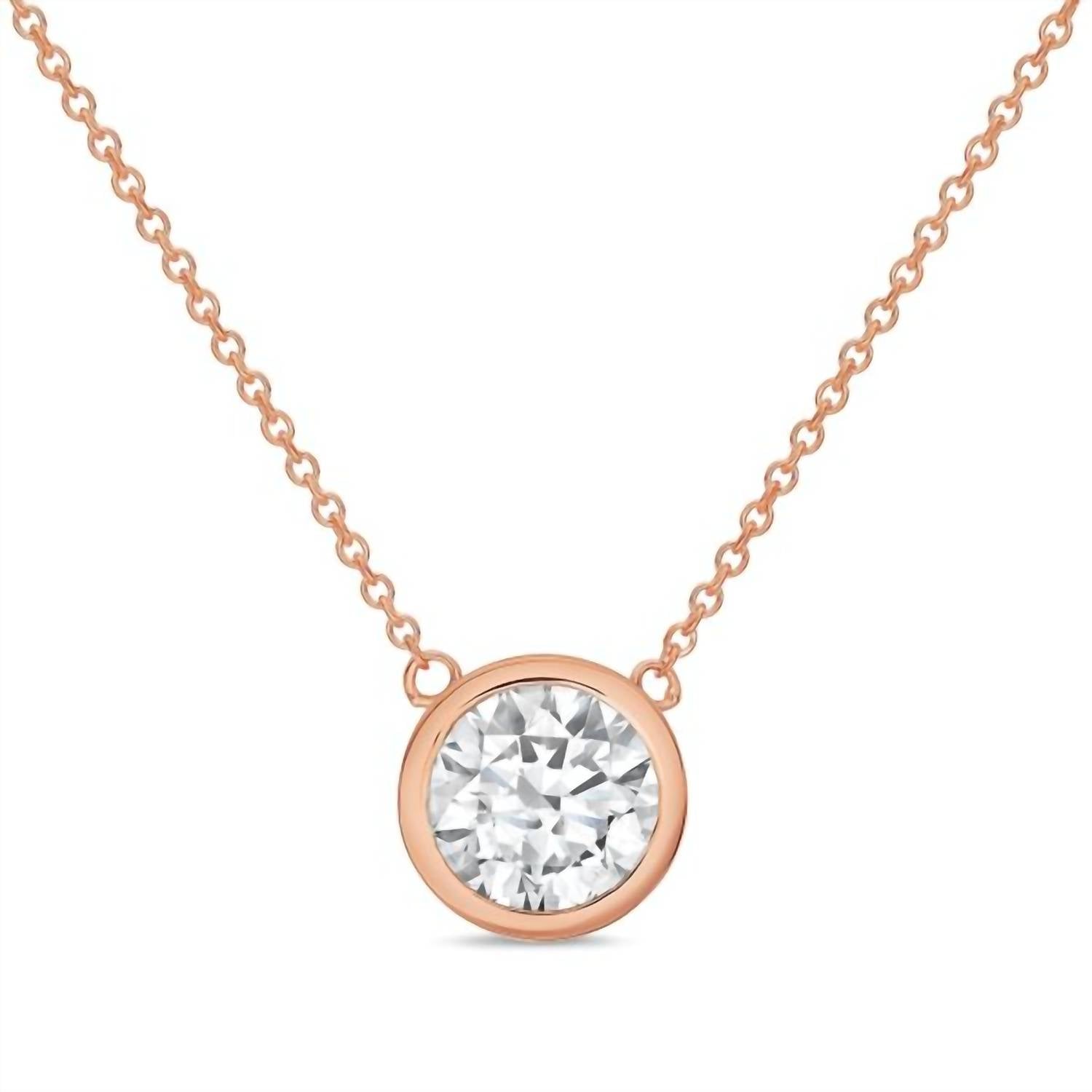 Diana M Jewels - 2.00 Ct Lab-grown Round-shaped Diamond Bezel Pendant Necklace