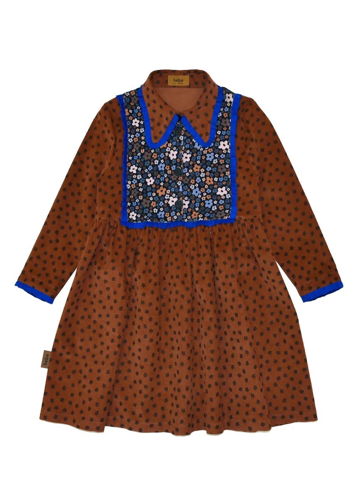 Hebe Clothing - Girl's Flower Print Dress With Blue Flower Details