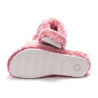 HUNTER Women's Faux Fur Flatform Crossover Slides in azalea pink - women's shoe - view 7