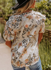 Full Time Purchase - Leopard Floral Print Blouse