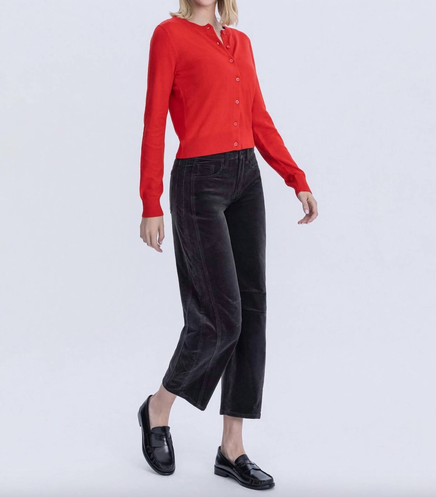 VERVET BY FLYING MONKEY Donnie Corduroy Barrel Jeans in dark gray - women's jeans - view 4