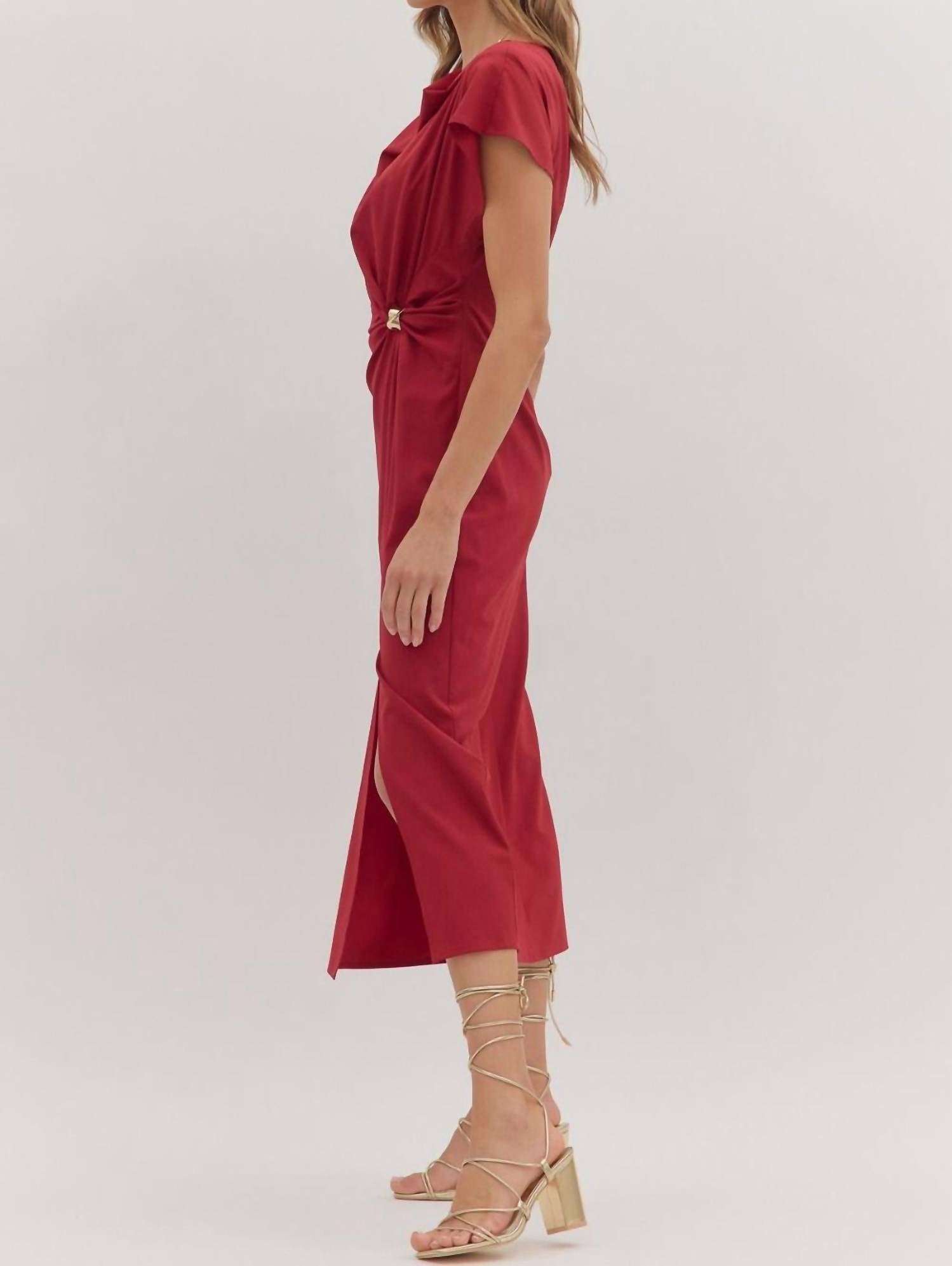 entro Scarlett Nights Midi Dress in red - women's dress - detail view