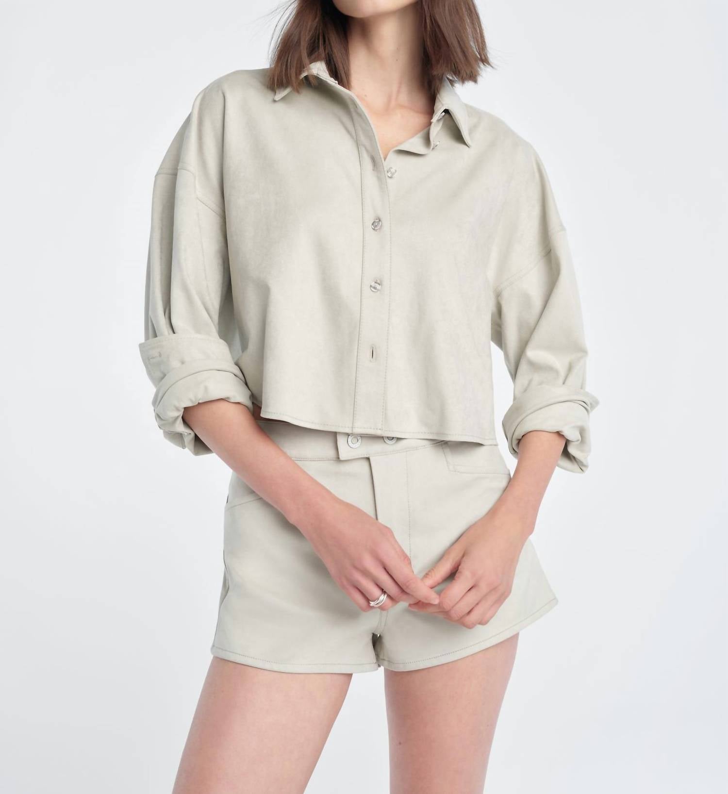 Favorite Daughter - Vegan Suede Crop Ex-boyfriend Shirt