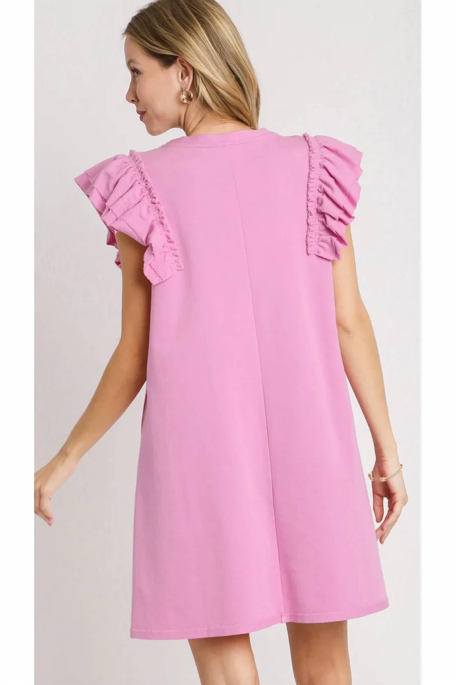 Umgee - Terry Ruffle Sleeve Dress