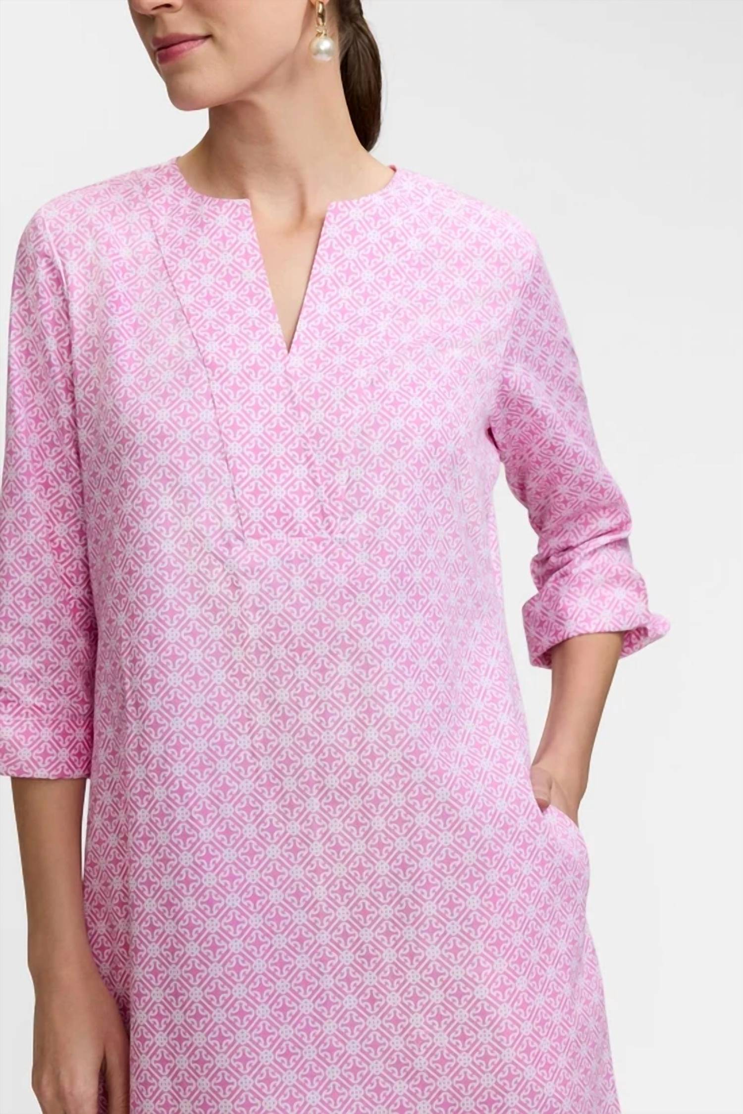 Foxcroft - Vena 3/4 sleeve Geo Lattice Dress