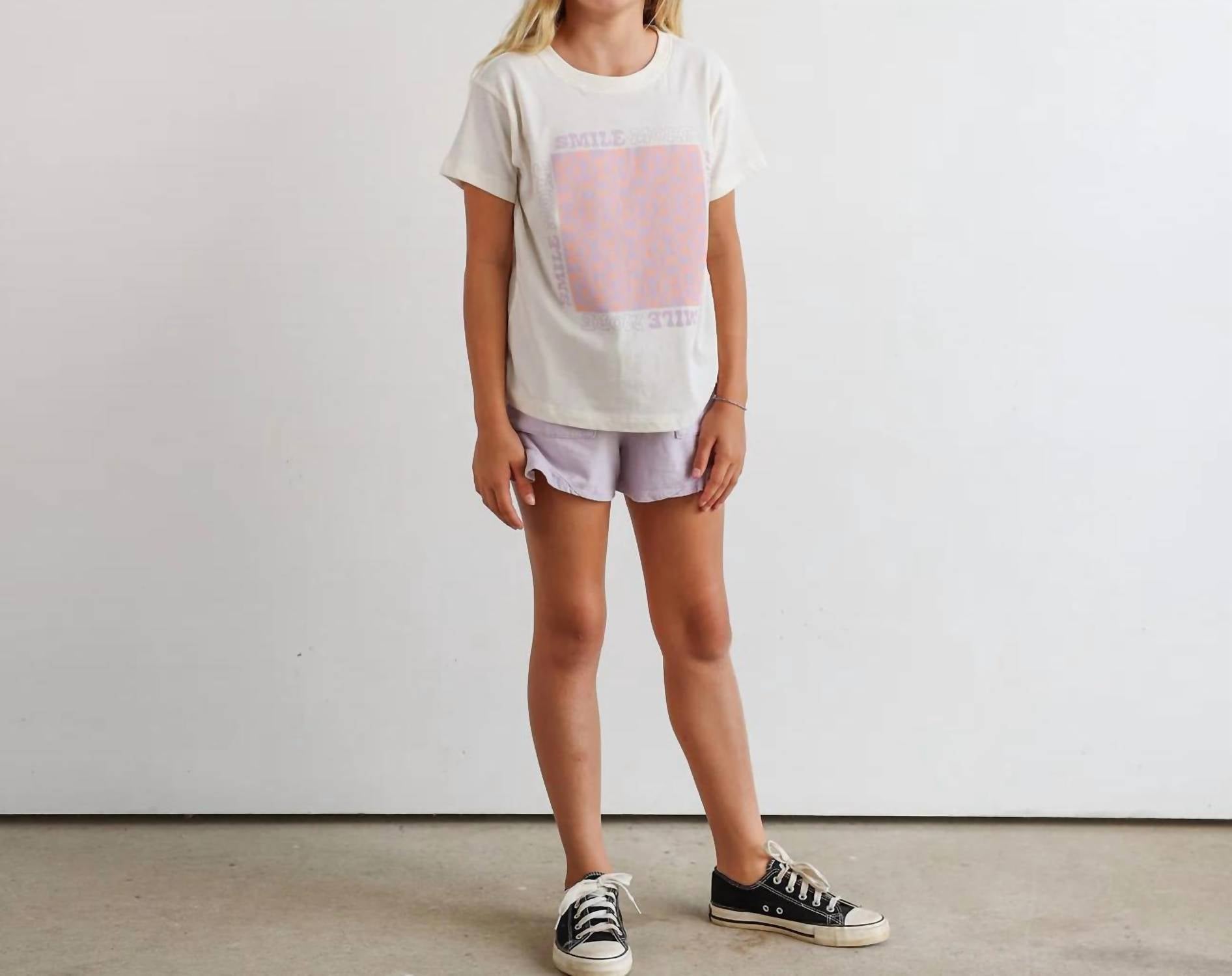 Tiny Whales - Girl's Smile More Graphic Short Sleeve Tee