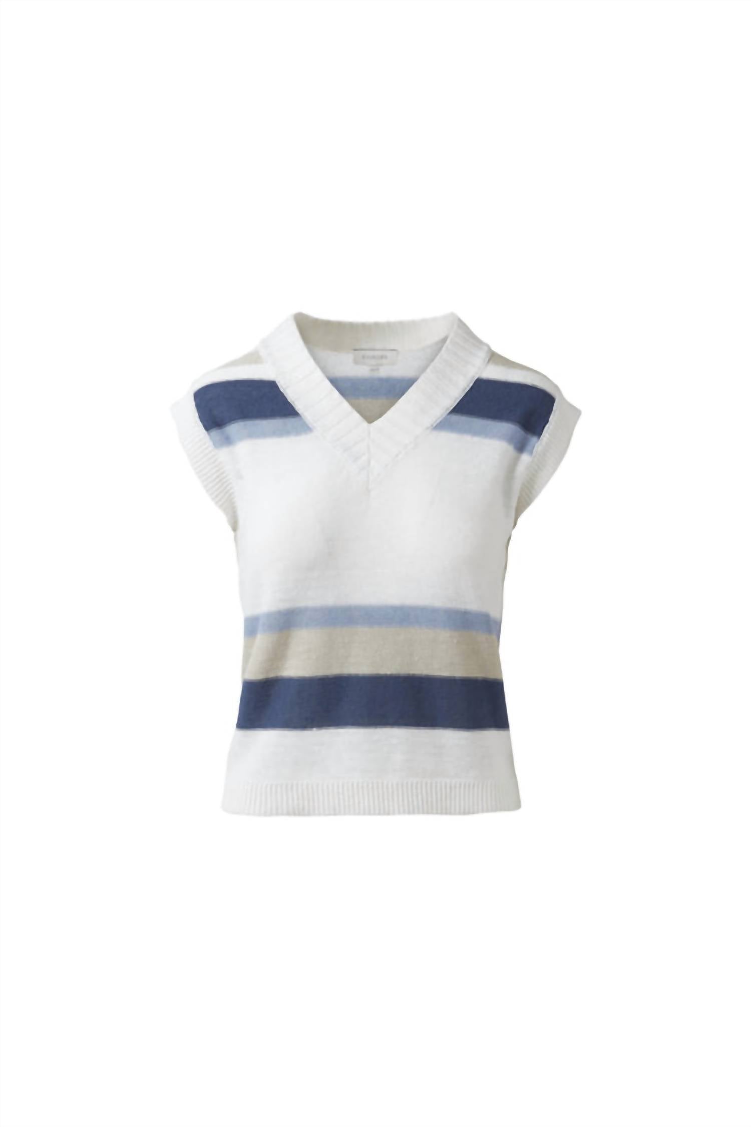 Kinross - Women's Stripe Sleeveless Vee Top