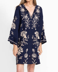 Johnny Was DANIKA KIMONO SLEEVE RELAXED DRESS in blue night - women's dress