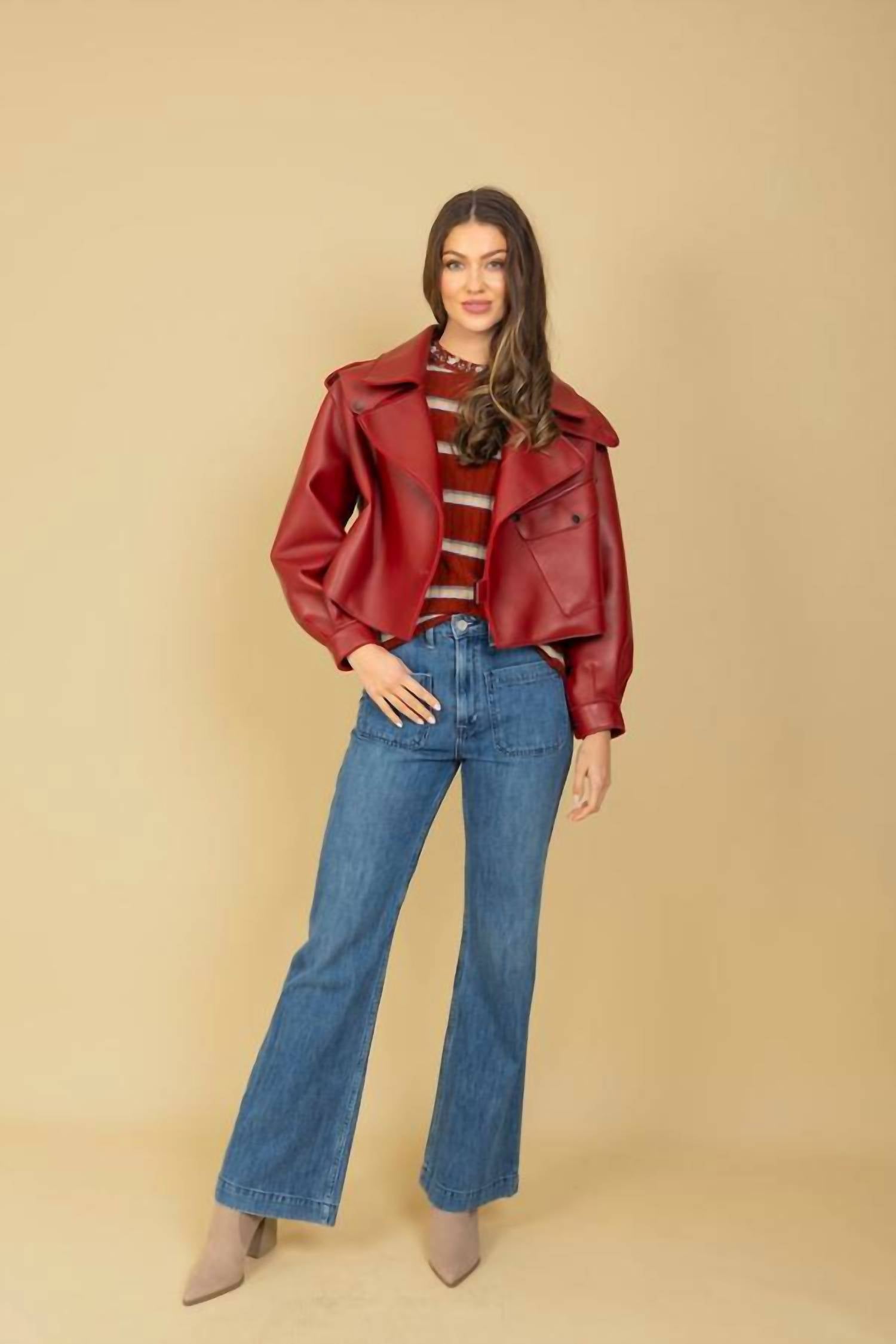 Jessie Liu - Lambskin Long Sleeve Moto Jacket