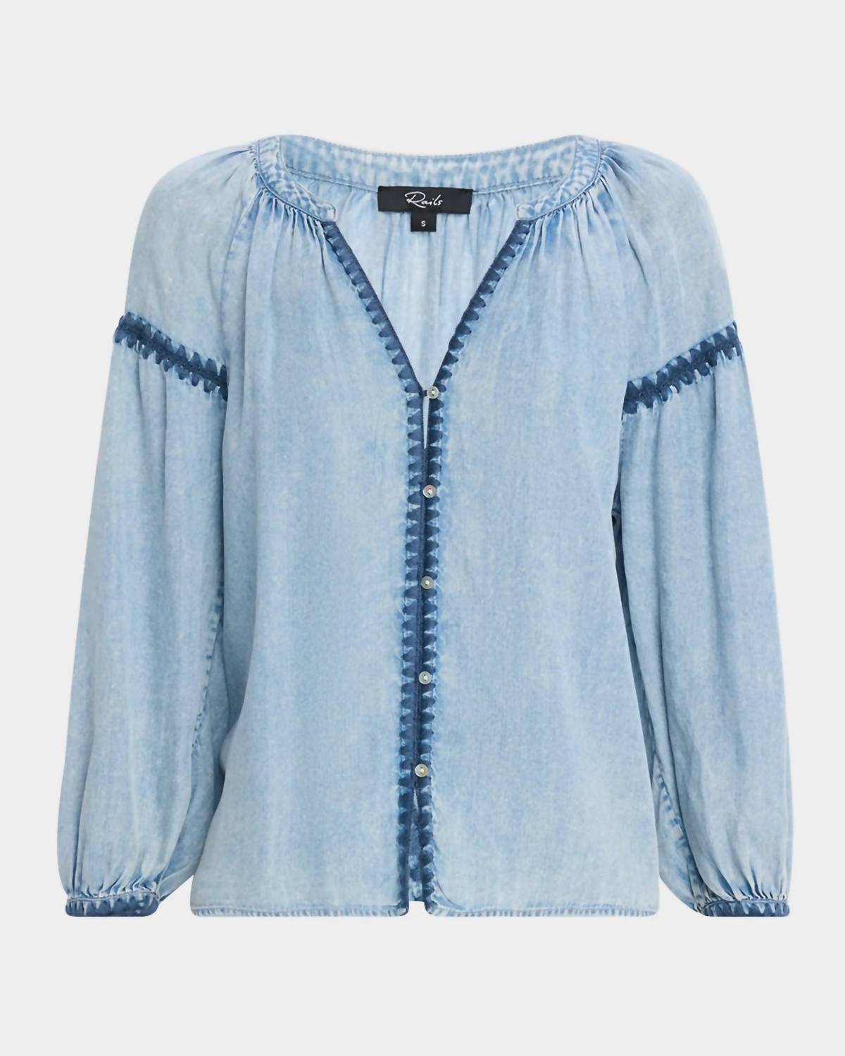 Rails Toshi Long Sleeve Blouse in medium cloud wash - women's blouse - view 5