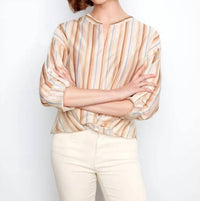 Charlie B - Printed Roll Up Sleeve With Knot Blouse