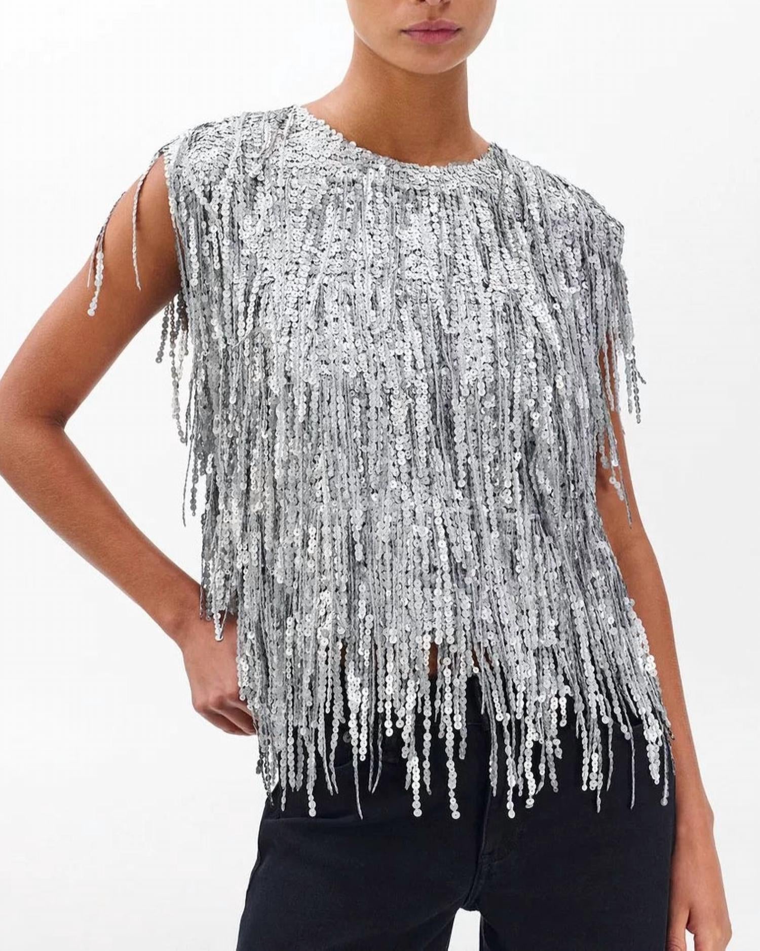 Rag & Bone - Billie Sequined Tassel Top