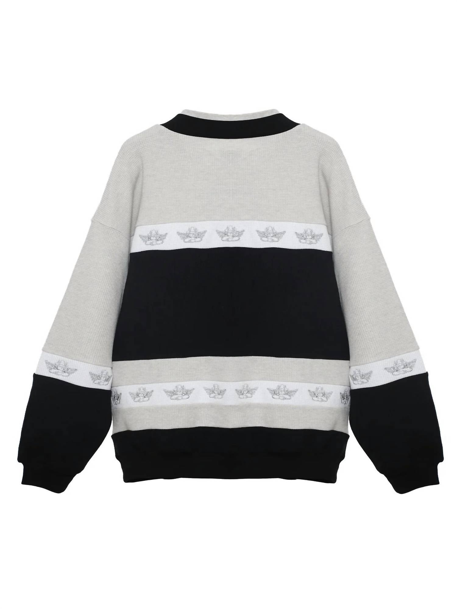 BOYS LIE High Class Private School Thermal Rider Crewneck Top in heather grey - women's top - alternate view
