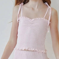 Theme - Girls Georgia Pin Strips Smocked Top