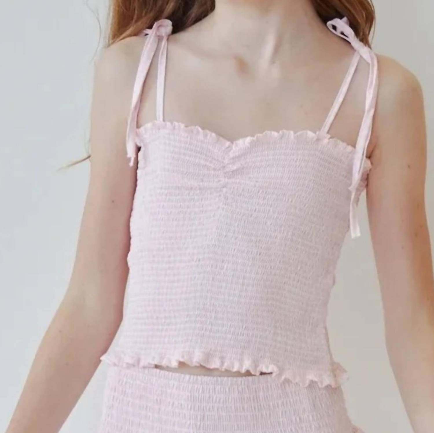 Theme - Girls Georgia Pin Strips Smocked Top