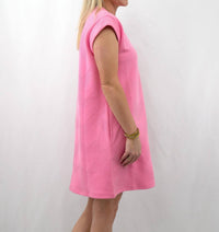 entro Quilted Sleeveless Mini Dress in pink - women's dress - detail view