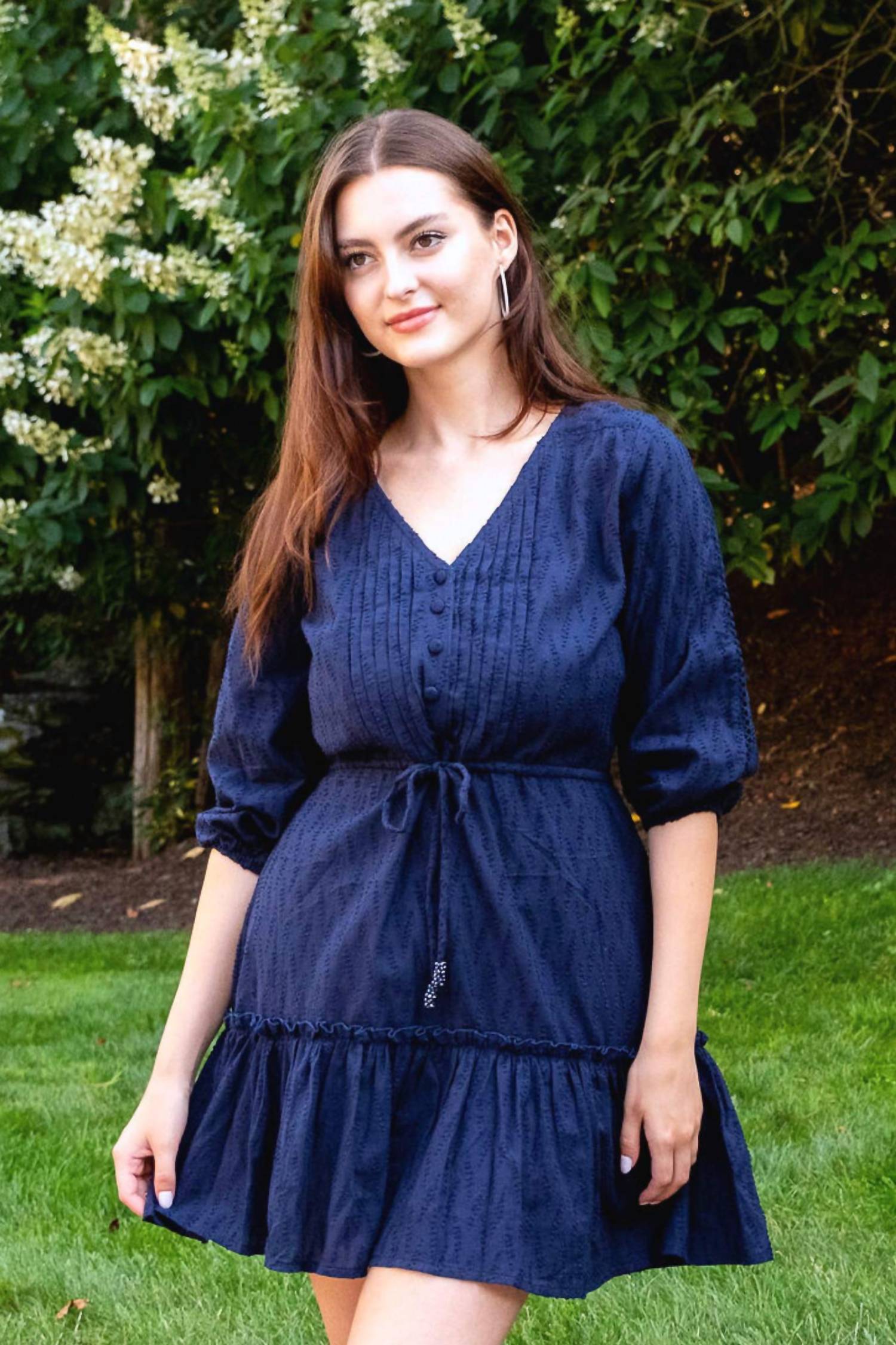 Walker & Wade Women's Carrie Short Dress in navy - women's long sleeve top - alternate view