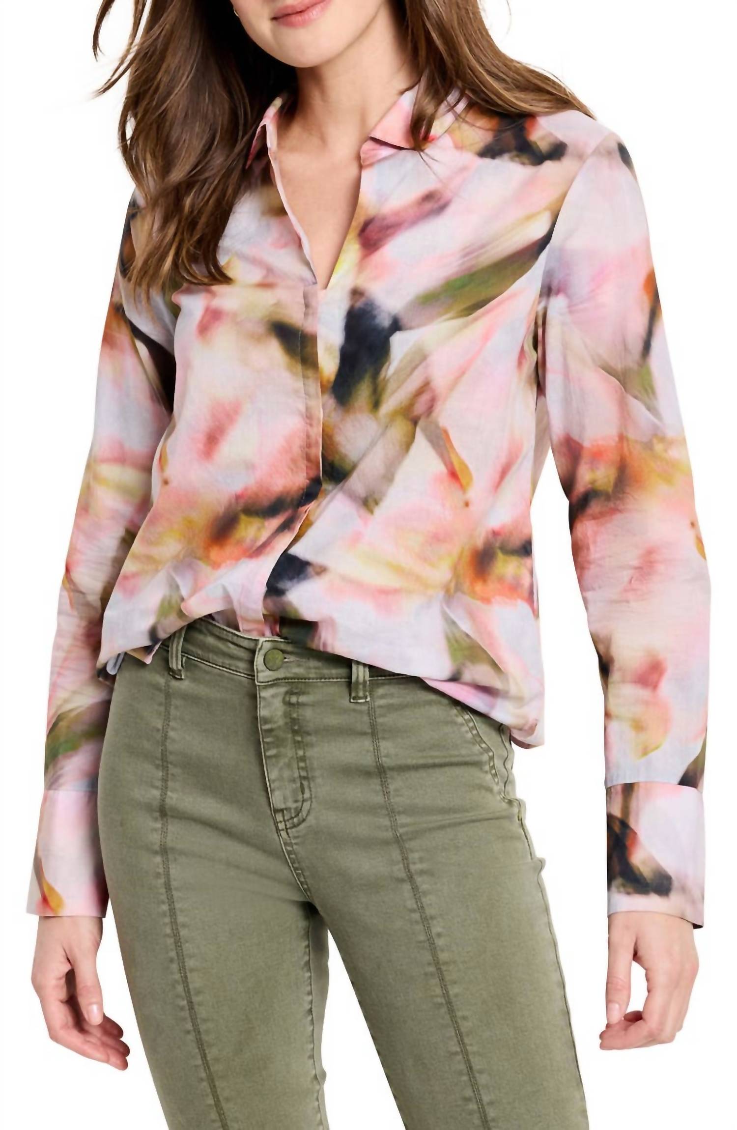 Nic + Zoe Women's Shona Smokey Petals Top in pink multi - women's blouse