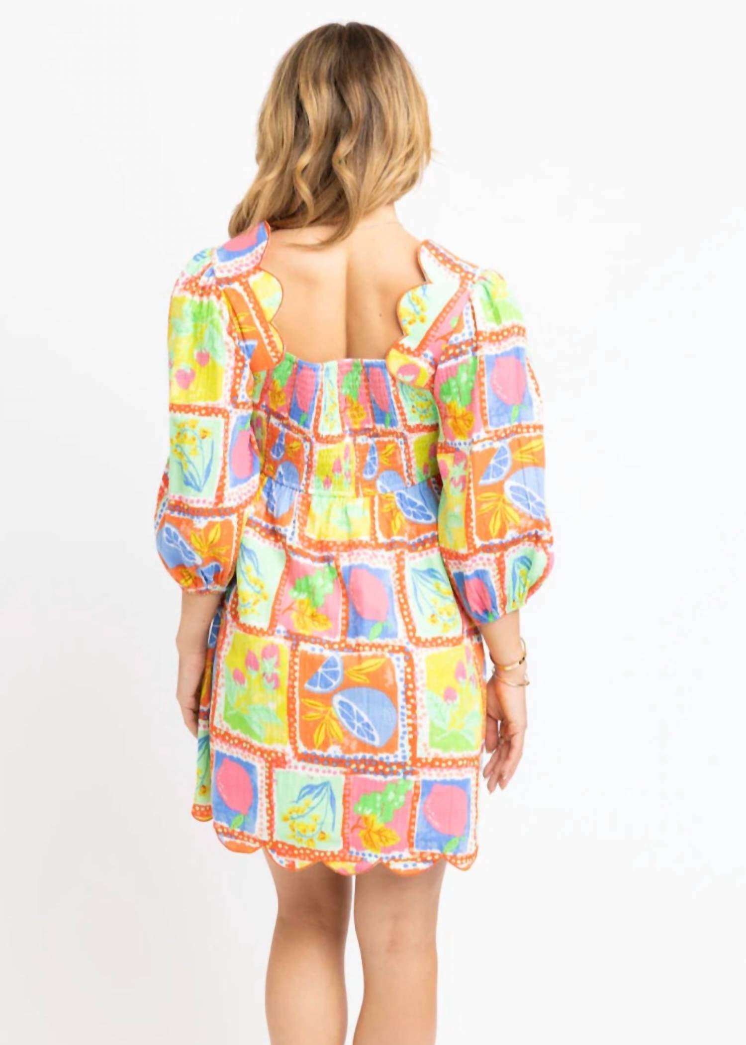 Karlie - Fruit Gauze Scallop Dress
