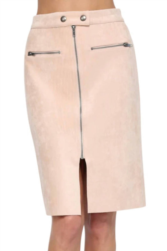 Fate - Vegan Suede Front Zipper Pencil Skirt