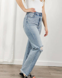Hidden - Straight Distressed Stretch Jeans