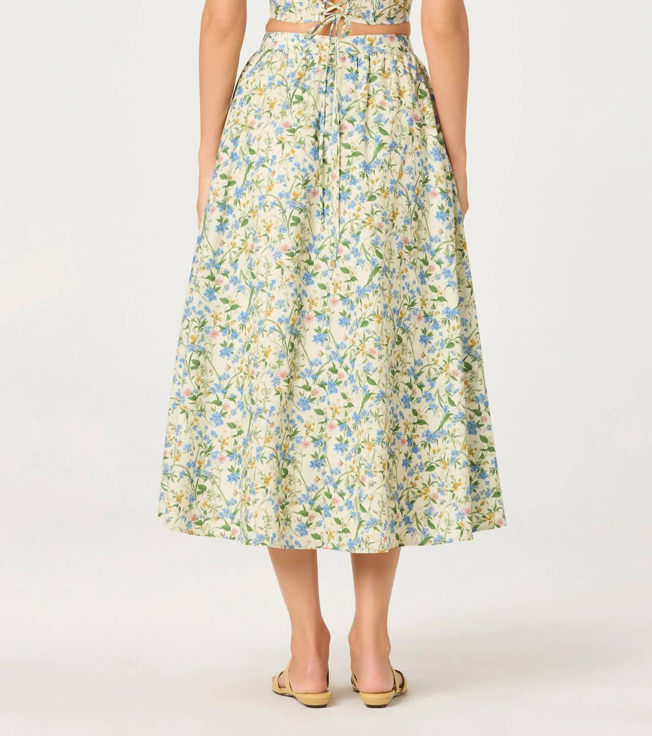 ASTR Wylda Floral Print Skirt in blue green multi floral - women's skirt - alternate view