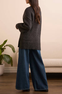 TRIBAL Oversized Sweater Cardigan in heather black - women's cardigan - detail view