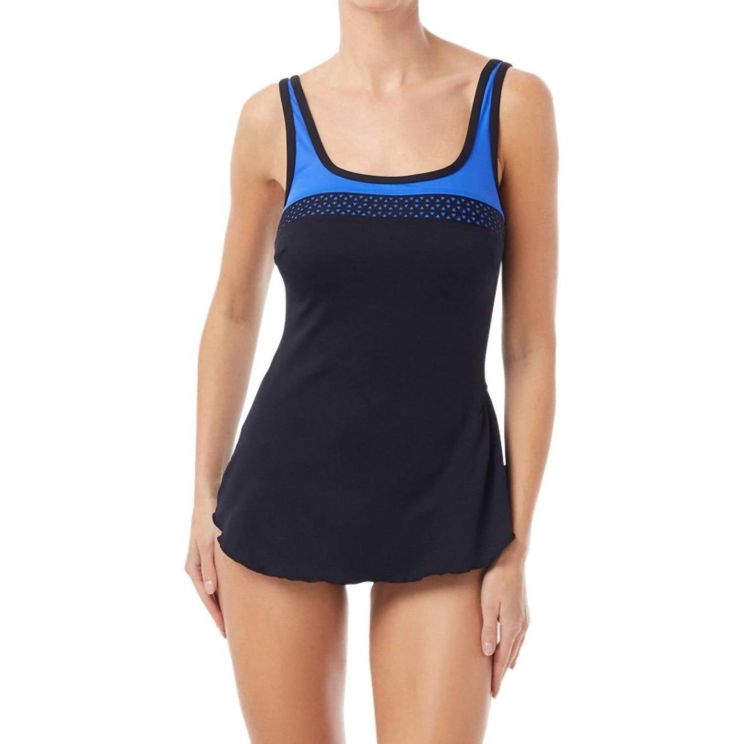 Gabar - Light Stream C-cup Hydrofinity Laser Cut Square Neck Sarong One Piece Swimsuit