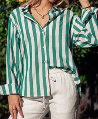 Urban Daizy - Striped Button Down Collared Shirt