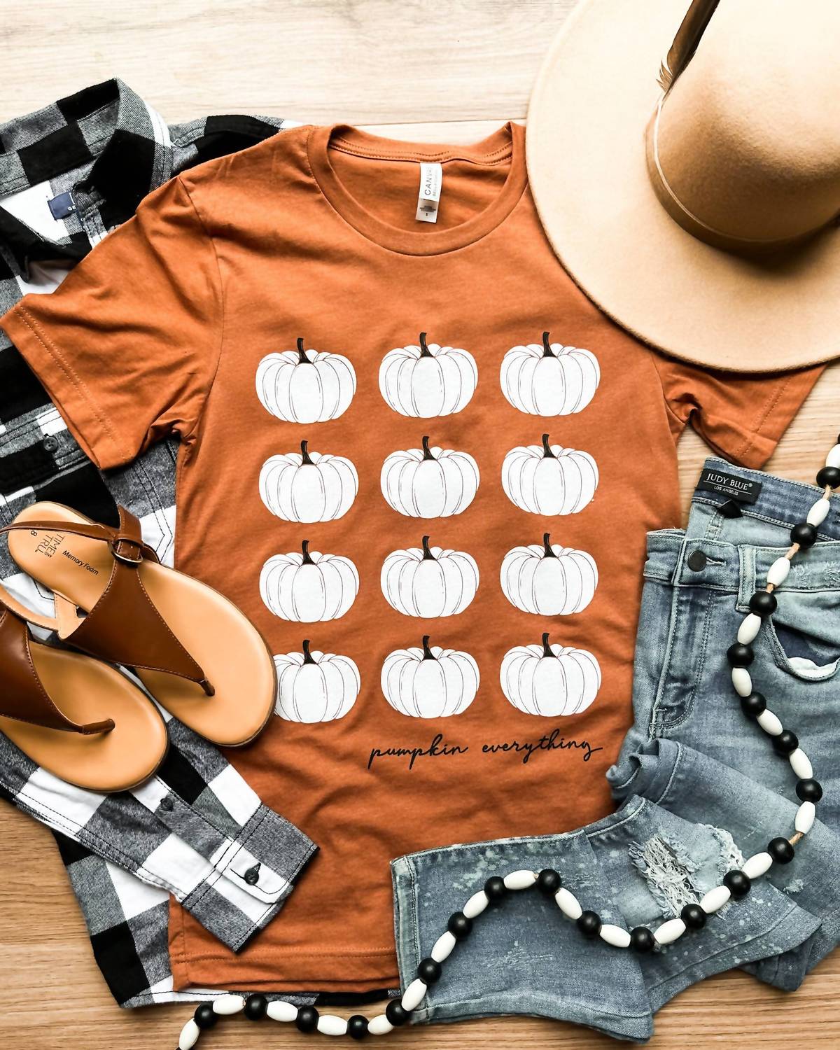 D&E Women's Pumpkin Everything Tee in orange - women's t-shirt - alternate view