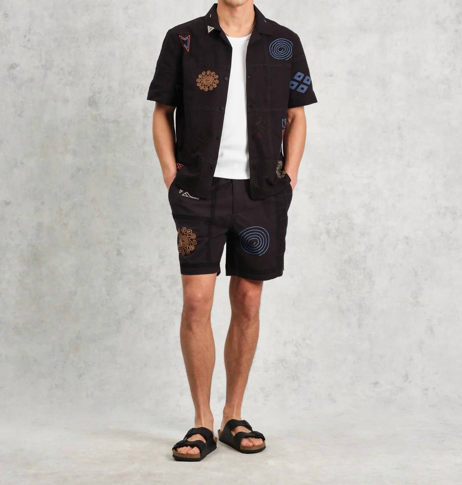 Wax London - Kurt Doodle Embroidery Short