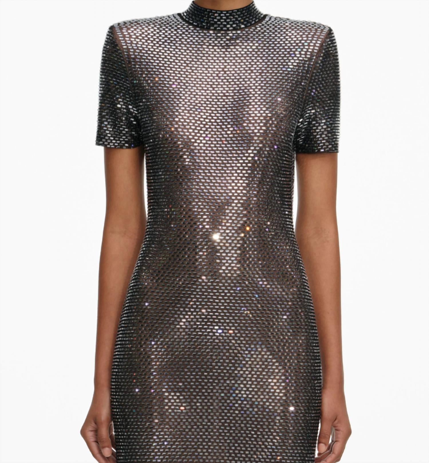 Self-Portrait - Rhinestone Mesh Midi Dress