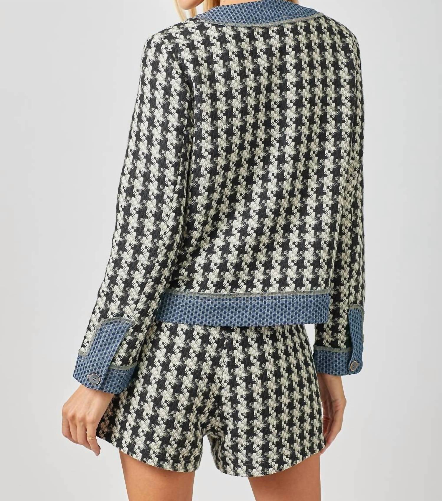 Mystree - C'est Femme Houndstooth Tweed Jacket