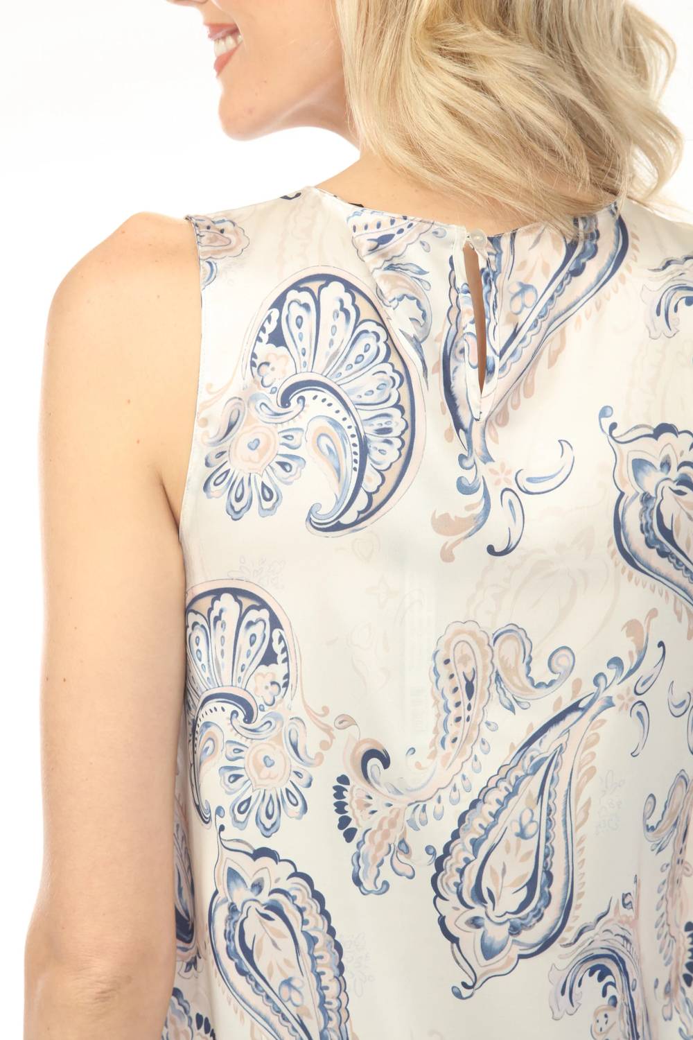 Charlie B - Printed Satin Keyhole Back Tank Top