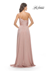 La Femme One-shoulder Jersey Gown in mauve - women's dress - alternate view
