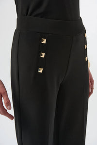Joseph Ribkoff Rivet Details Pull On Straight Pant in black - women's pants - alternate view
