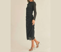 Miou Muse - Sheer & Shimmer Midi Dress