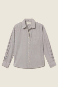 TROVATA Blake Oversize Shirt Stripe in navy - women's shirt - detail view