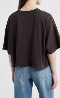 Daydreamer - Seaside Doodle Grid Cropped Oversized Tee