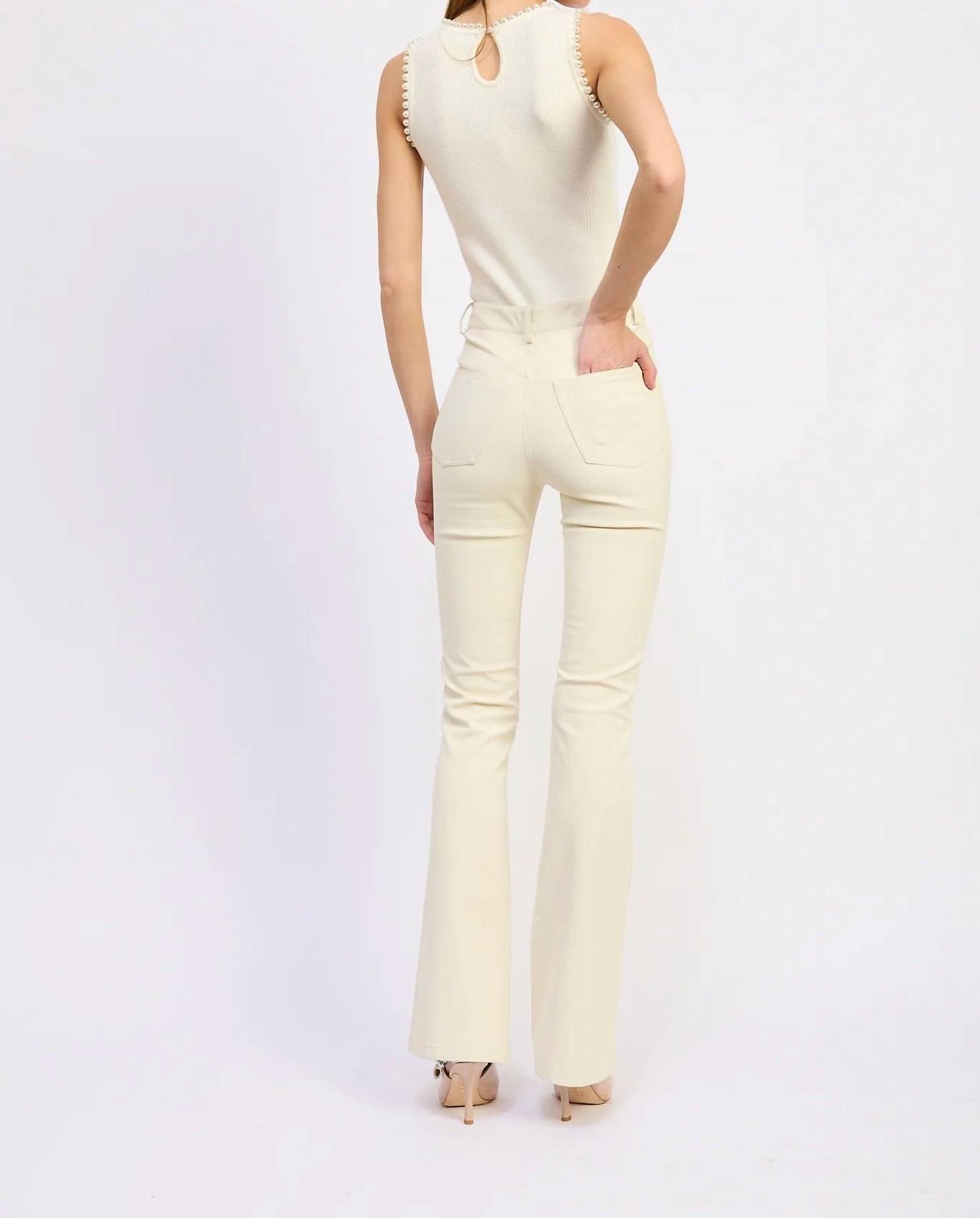 En Saison Alitzel Flare Pant in ivory - women's pants - detail view