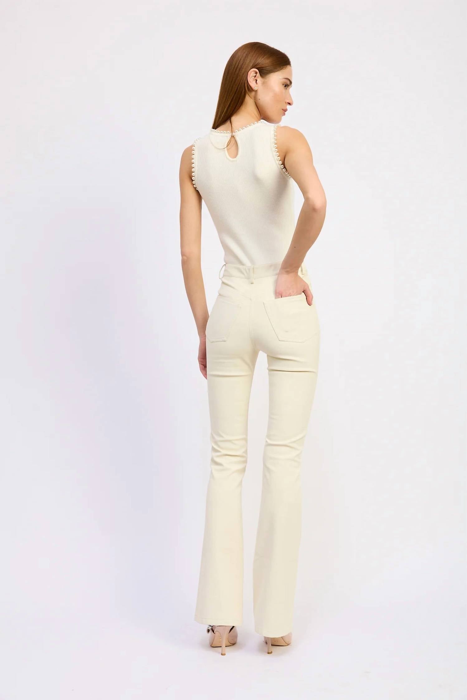 En Saison Alitzel Flare Pant in ivory - women's pants - alternate view