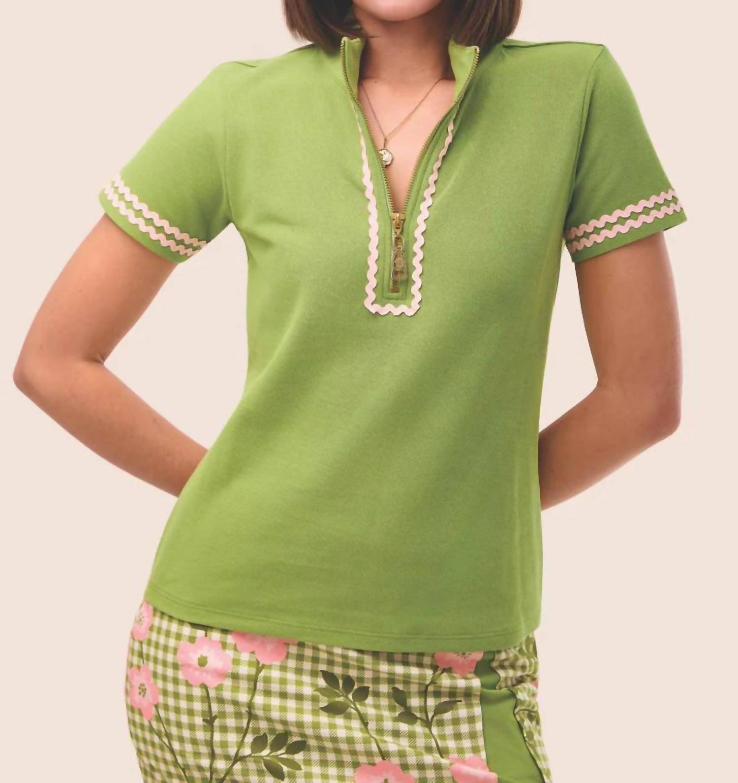 Spartina 449 - Serena Ric Rac Short Sleeve Zip Top