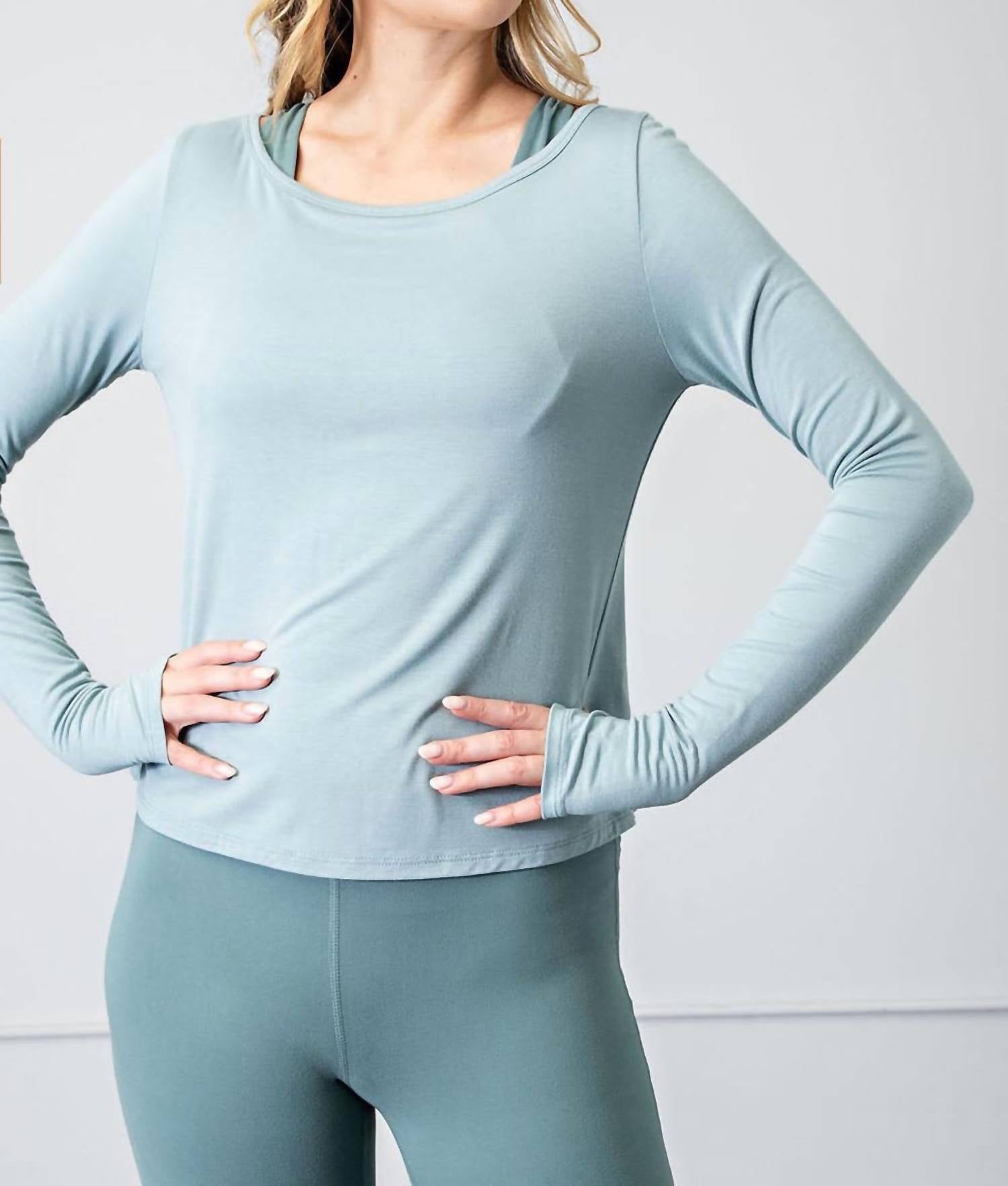 Rae Mode - Long Sleeve Boat Neckline Yoga Top
