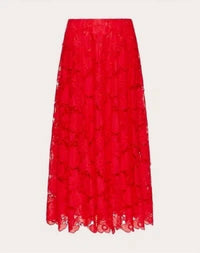 Valentino - Mussoline Carving Lace Midi Skirt