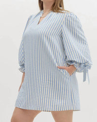 Entro - Olivia Curve Striped Bow Tie Detail Mini Dress