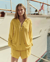 The Great. - The Micro Terry Lace Up Tunic