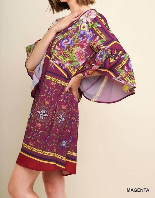 Umgee - Floral Ruffle Sleeve Dress