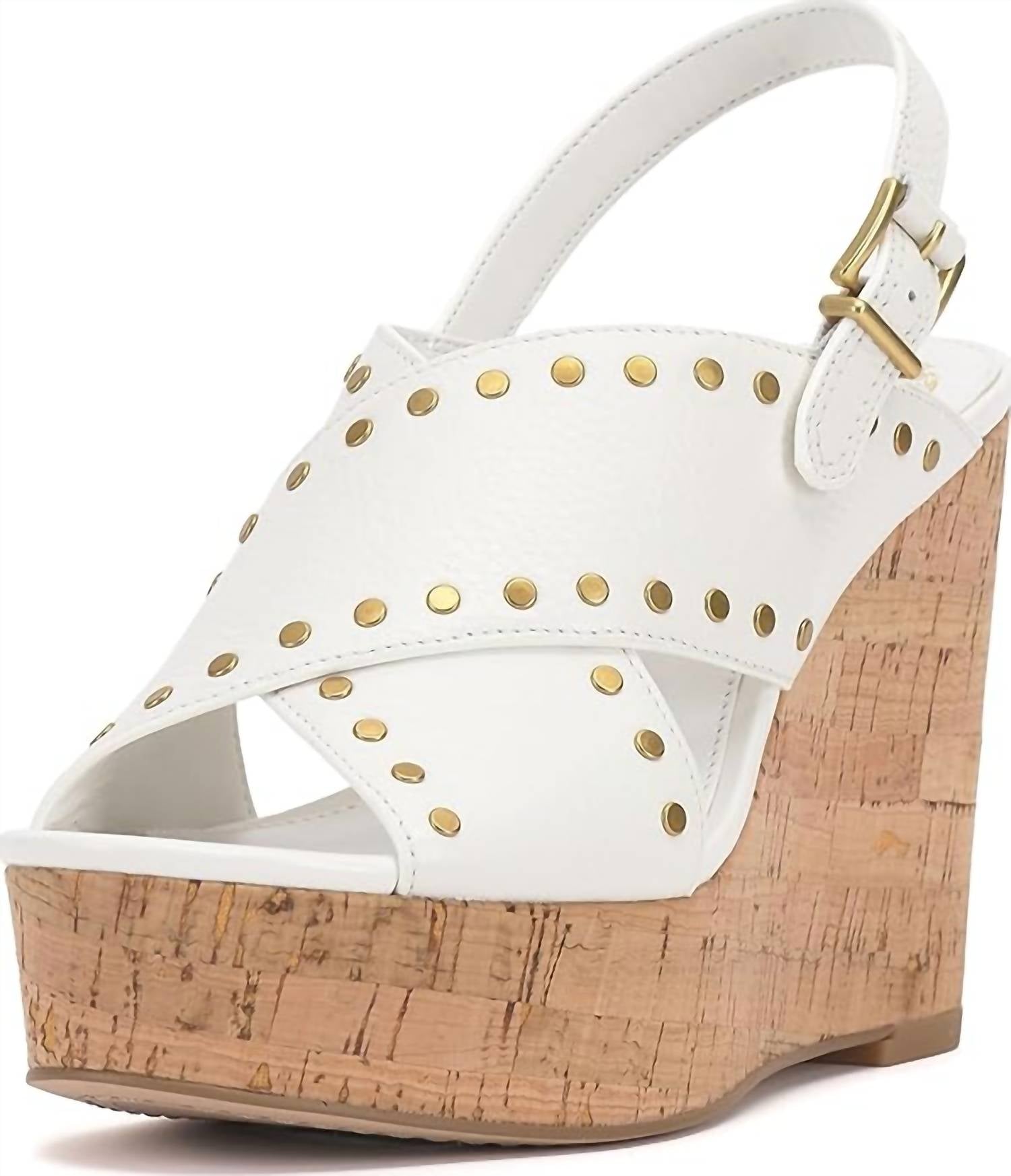 Vince Camuto - Women's Ellna Cross Band Studded Platform Wedge Sandal